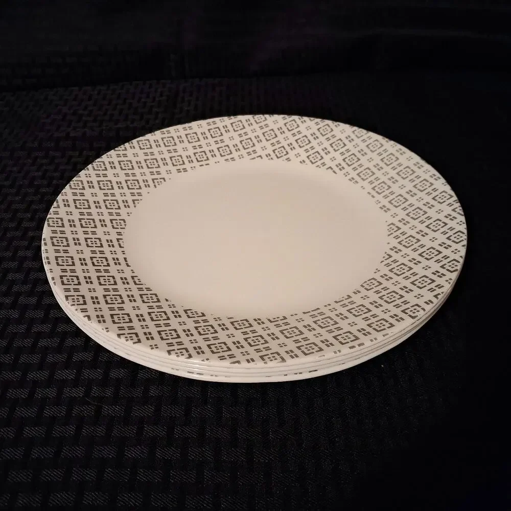 Set of 4 Corelle Boutique Farmstead Gray Dinner Plates 11